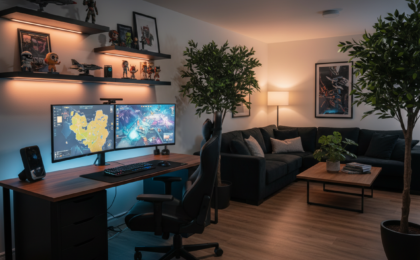 black and wood gaming room ideas