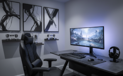black gray gaming room makeover