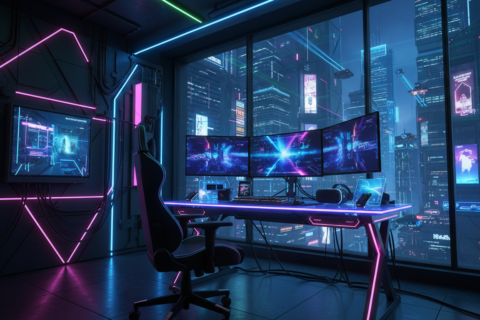 cyberpunk rgb gaming room