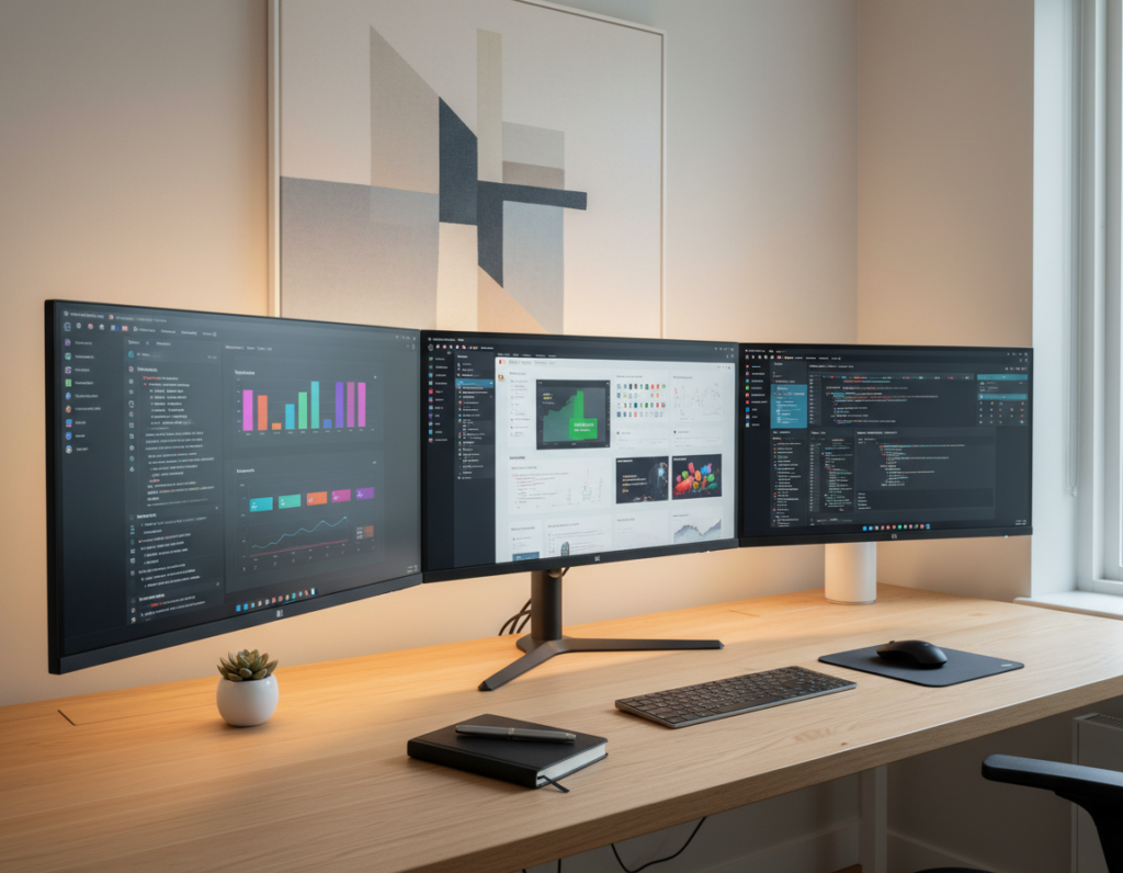 How to Decorate Around Multiple Monitors Without Creating Visual Clutter